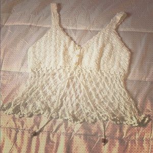 Netted crop tank top